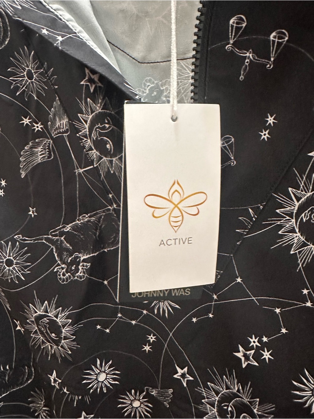 Johnny Was Bee Active Black Celestial-Print Pullover Hoodie - Picture 3 of 5
